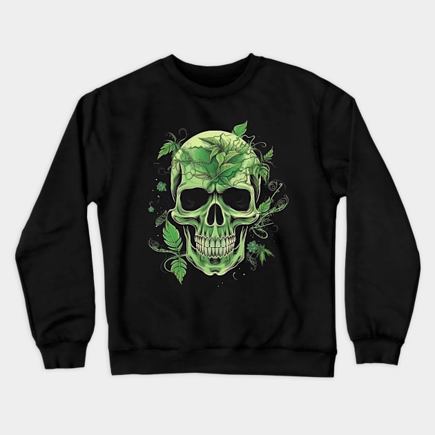 Cannabis Sugar Skull Crewneck Sweatshirt by FrogandFog